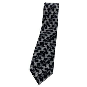 MISSONI Men's 100% Silk Necktie LUXURY Black Gray Geometric W:3.6" EUC